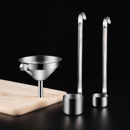 Aion 304 stainless steel funnel, practical kitchen gadget, oil drain and wine drain, thickened, multi-sized and large with net