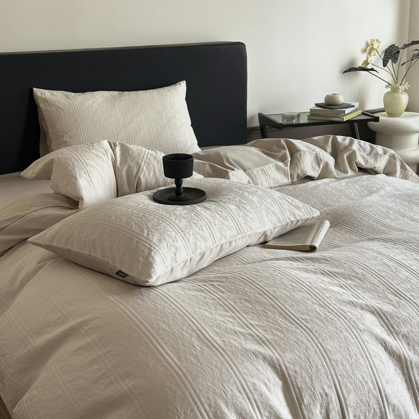 All Cotton Bedding Set Luxury Premium Bed Linen Four Piece Bundle_voghion.com