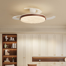 风扇灯餐厅吊灯中古奶油护眼静音大风力简约智能卧室隐形吊扇灯具