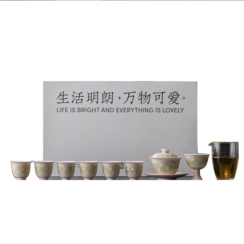 墨己万物可爱日式手绘樱粉菀生粉引茶具套组功夫茶具家用礼盒整套|undefined