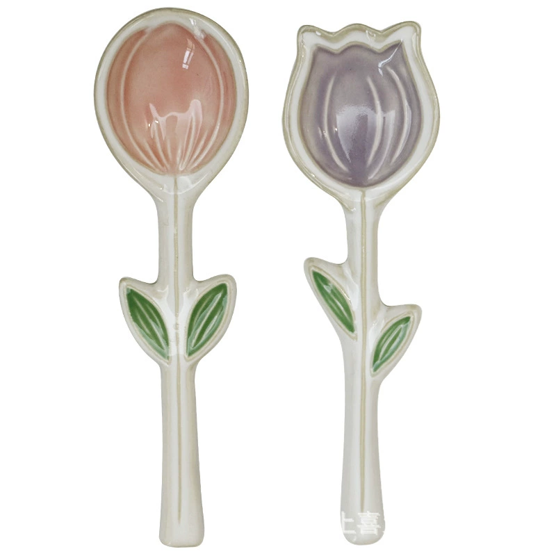 Cute ins style creative spoon underglaze color spoon exquisite ceramic pink small spoon household spoon spoon spoon
