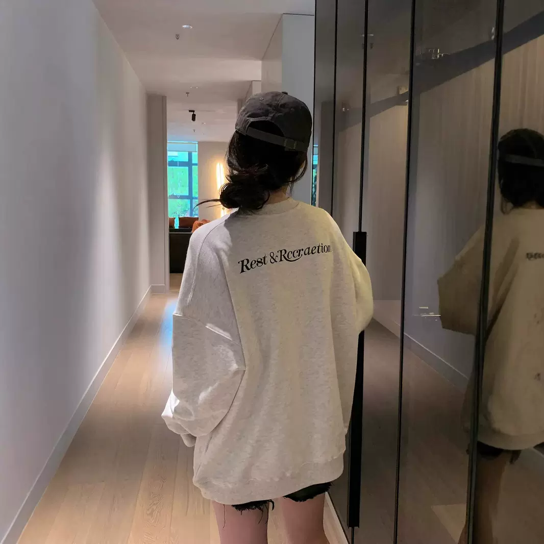 韩国小众潮牌RestandRccraetion圆领卫衣秋季情侣休闲套头上衣女