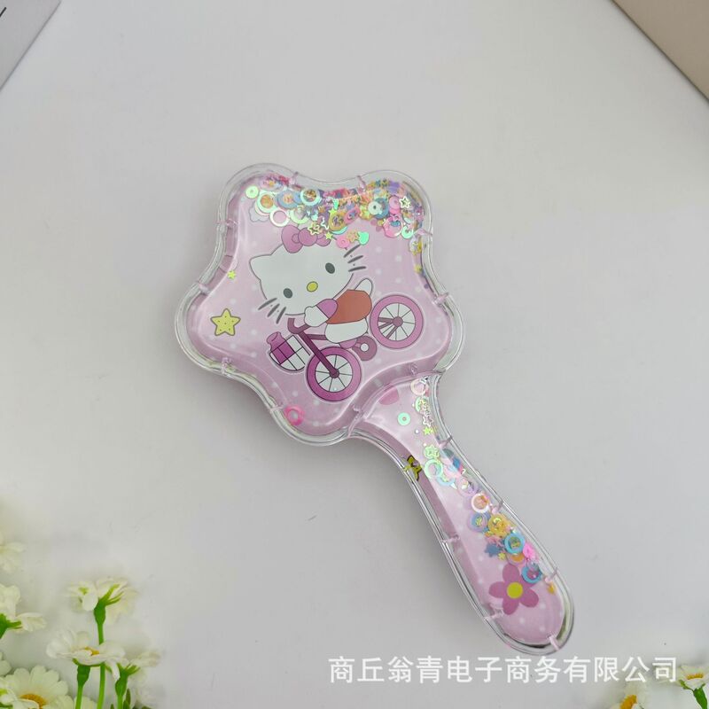 高颜值透明闪闪流沙气囊梳子可爱立体史迪仔卡通摇摇乐气垫梳批发|undefined