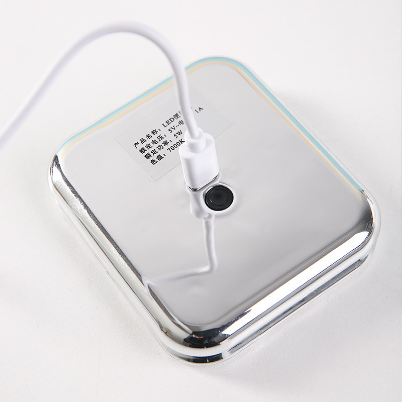 化粧鏡ランプ付きled携帯折り畳みデスクトップデスクトップは学生電気メッキ家庭用鏡発光美化粧鏡を立てることができる|undefined