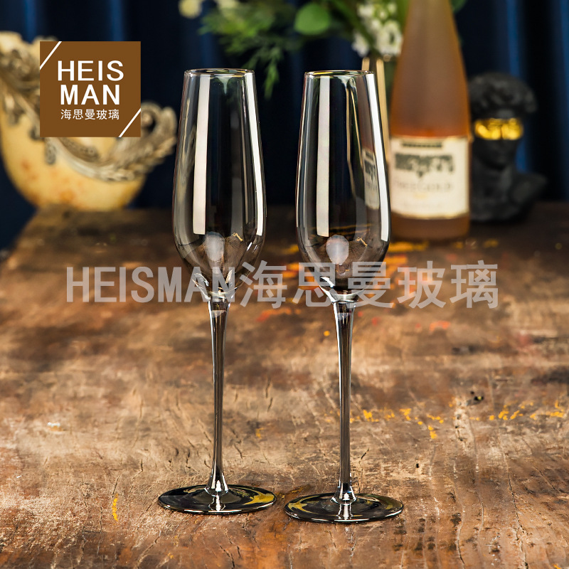 Traje de copa de champán de cristal de gama alta electrochapado copa de arco iris Internet celebridad burbuja copa de vino dulce copa de vino regalo al por mayor