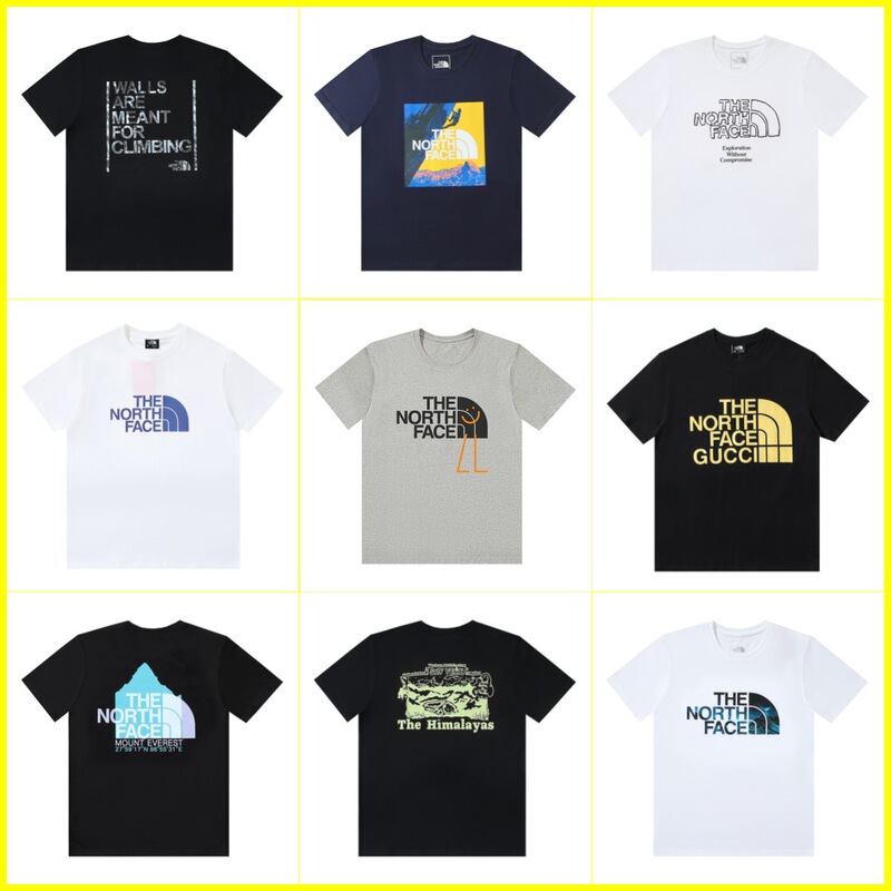 North Face 230g Cotton Loose T-Shirt for Men and Women, Same Style for Couples, Trendyy Printed Loose