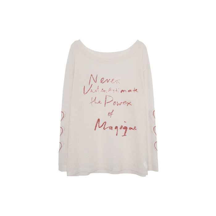 工場在庫あり夏の日焼け止めブラウスレディース長袖薄手韓国赤文字Tシャツルーズオフショルダートップ|undefined
