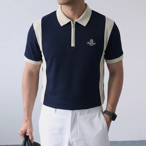 2026 Summer Short-Sleeved T-Shirt for Men, Plus-Size, Loose-Fit, Zip-Neck, Extra-Large Polo Shirt for Oversized Individuals, Relaxed-Fit T-Shirt for Big Guys