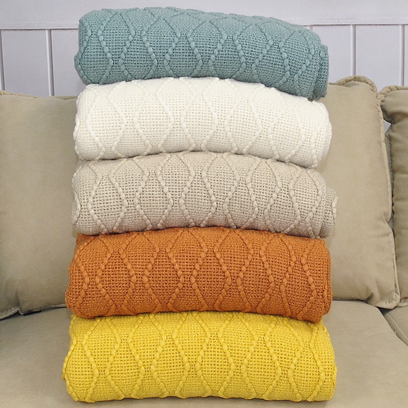 Manta nórdica de color sólido, estilo retro, para oficina, manta gruesa para aire acondicionado, manta para casa, sofá, cama, siesta