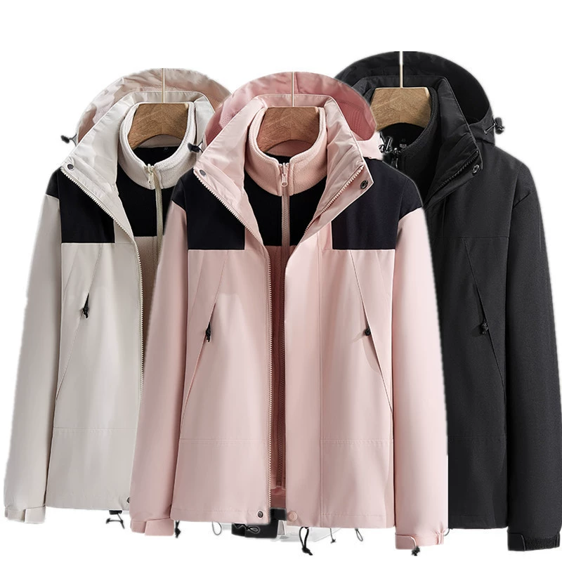 Осенняя и зимняя новая наружная куртка «три в одном» мужская ветрозащитная теплая пара съемная женская куртка
