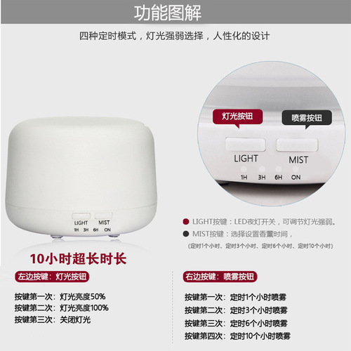Unbranded 500ML Aromatherapy Machine Air Humidifier Home Silent Small High Mist Amount Air Purifier Night Light