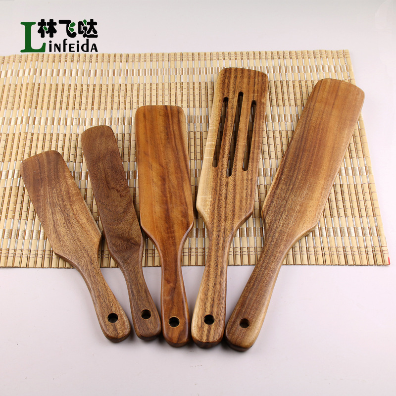 Factory Direct Wholesale Rosewood Salad Ladle, Whisk, Steak Sauce Spreader, Citrus Wood Cross-Border Tableware Set