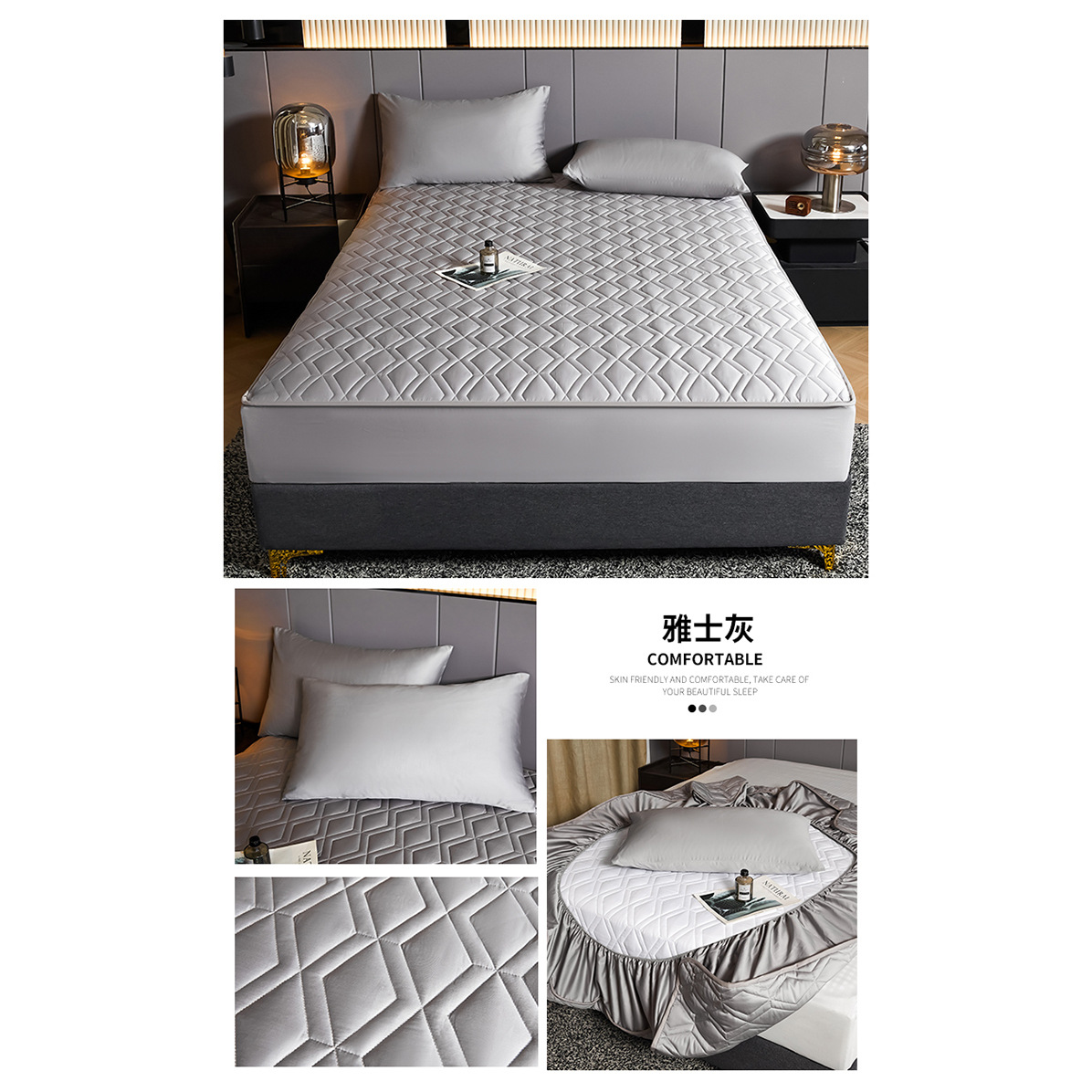 Cama de algodón 60S cubierta de colchón de una sola pieza cubierta de cubierta