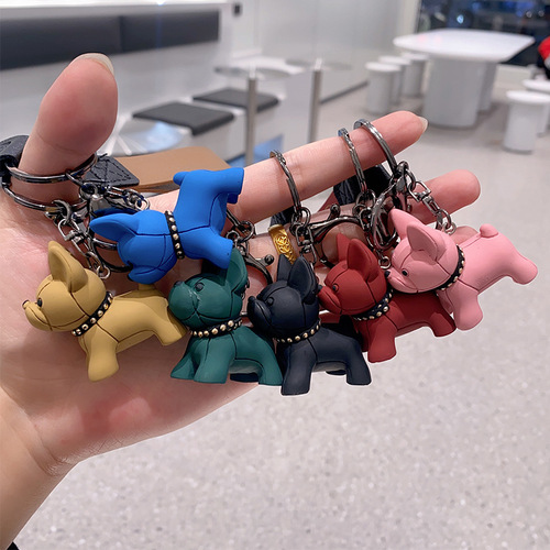 Creative French Bulldog Car Keychain Accessory Exquisite Personalized Resin Doll Blind Box Backpack Pendant Gift Small Wholesale