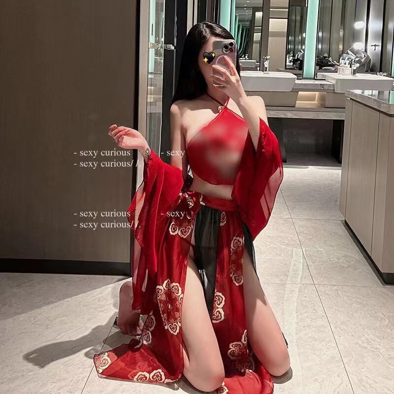 Sexy Lingerie, Ancient Costume, Palace Style, Pure Desire Hanfu, Bellyband Set, Sexy Classical Embroidery, See-Through, No-Take-Off Flying Skirt