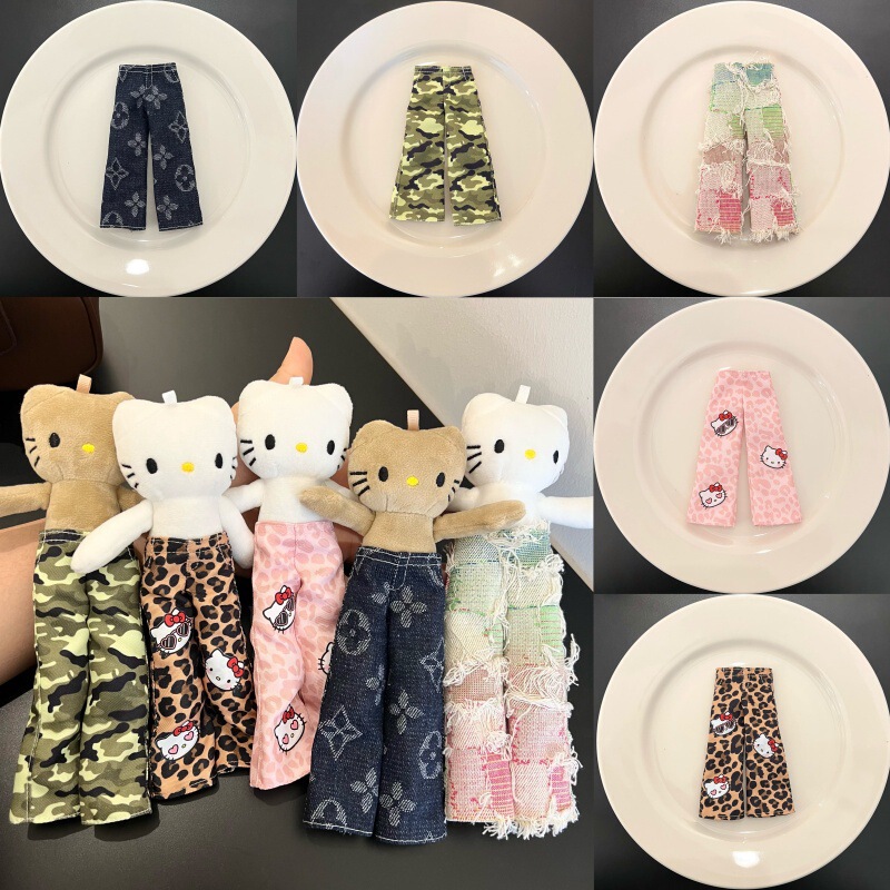 [Clothes for Babies Only] Cute Long-Legged Kt Cat Kitty Pants Suitable for Jeans Camouflage Wide-Leg Pants Fashionable Baby Clothes