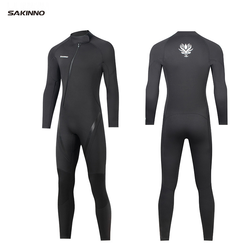 3mm Front Zipper Suit Men's Warm Cold-proof Long-sleeved Hooded Diving Suit Swimming Sunscreen Surfsuit