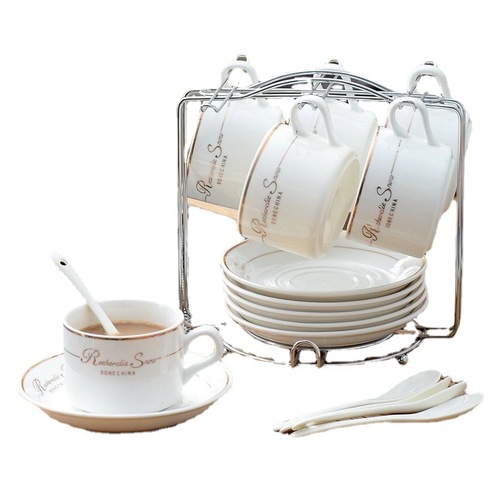 European ceramic cup coffee cup set simple household bone china coffee cup with saucer and spoon stand
