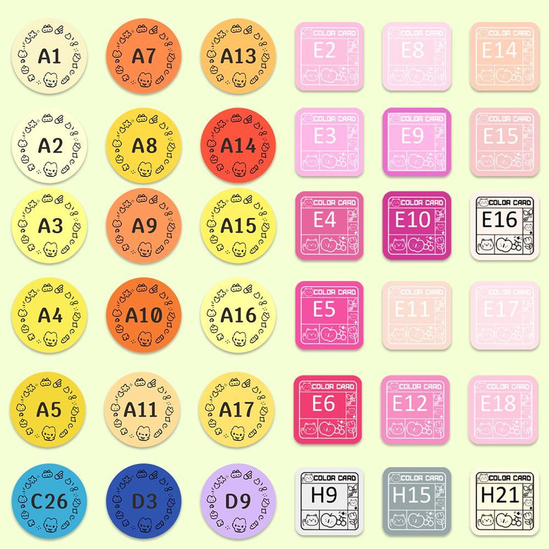 Cat Series 221 Color Bead Color Code Stickers Two-Dimensional Color Card Self-Adhesive DIY Classification Organizing Label Stickers