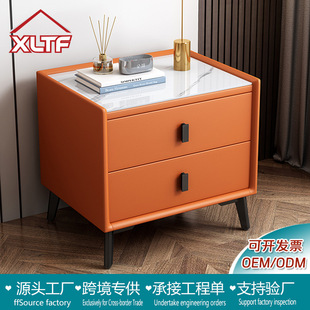 Italian Style Bedside Table Light Luxury High-end Sense Simple Modern Rock Board Full Solid Wood Bedside Table Full Set Cyber Celebrity Large Bedside Cabinet