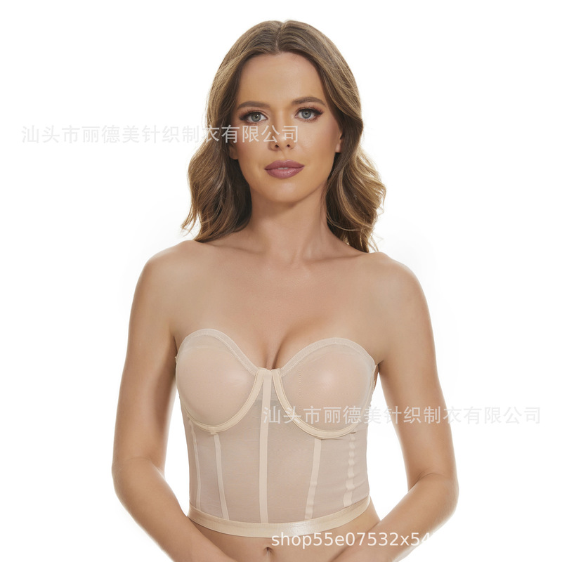 European and American Women's Wedding Underwear Transparent Cushioned Perspective Vest Mesh Women's Sexy Bundle Wedding Underwear