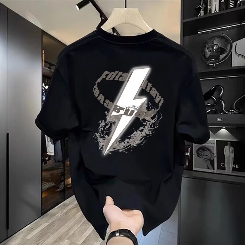 Short-Sleeved Men's 2025 New Casual Fashion T-Shirt Summer Versatile Boys' Clothes Trendy Tops