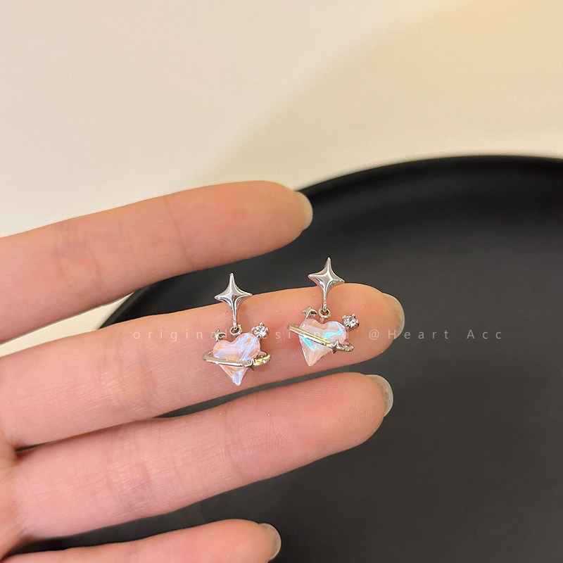 Zircon Inlay Material 1 Pair Ig Style Sweet Heart Shape Plating Inlay Alloy Zircon Drop Earrings