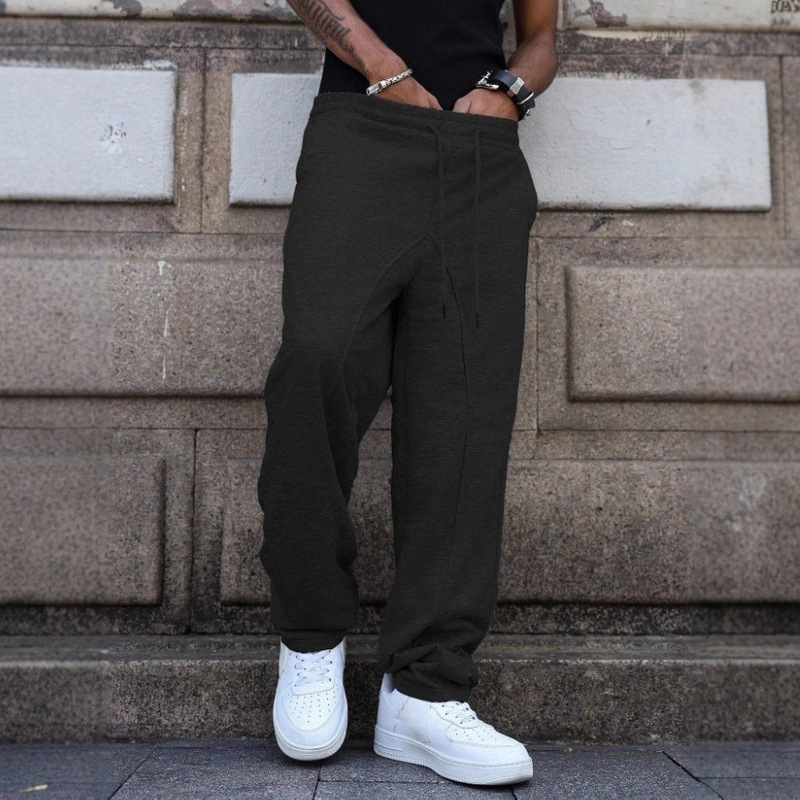Cross-Border European and American Trendy Casual Pants for Men, New High-Street Fashion Design Sweatpants, Loose and Versatile Jogging Pants