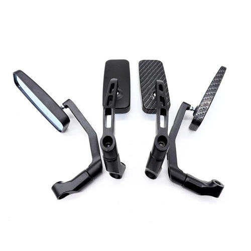 Foreign trade hot-selling motorcycle modified all-aluminum blue glass square curved rod snake pattern rearview mirror reversing mirror reflector
