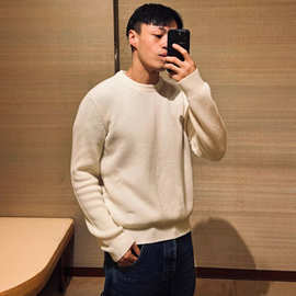 高版本原标V家25秋冬新款基础标识刺绣素色套头针织毛衣男女同款