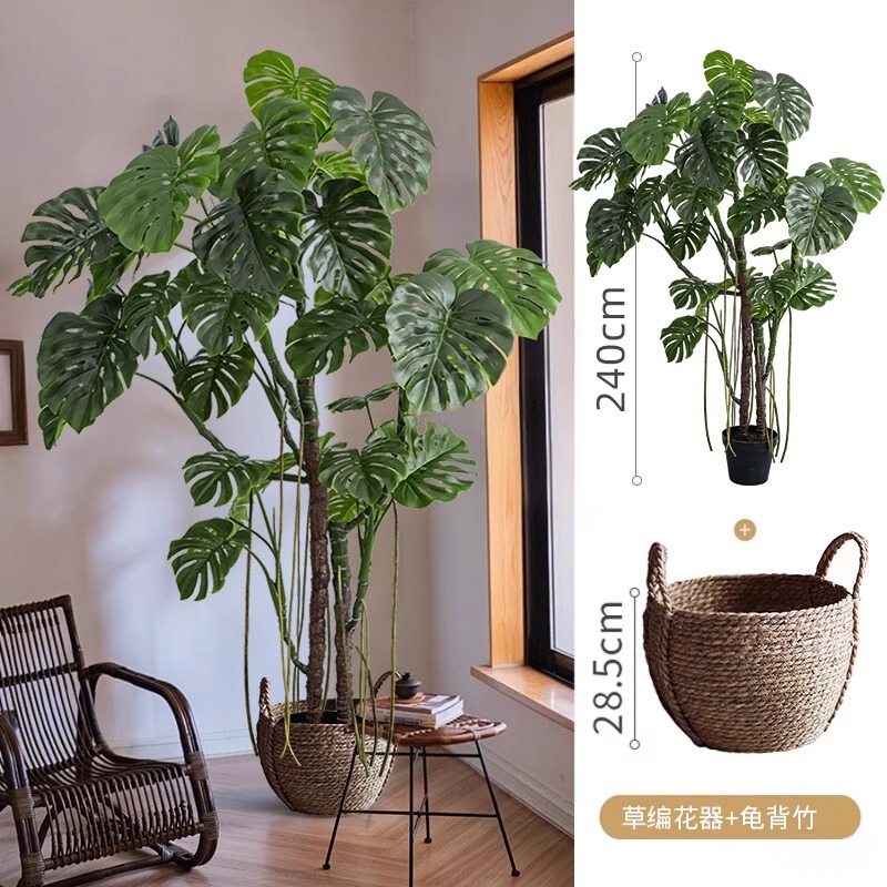 龟背竹仿真绿植高端轻奢客厅装饰摆件大型仿生植物沙发边落地盆栽|undefined