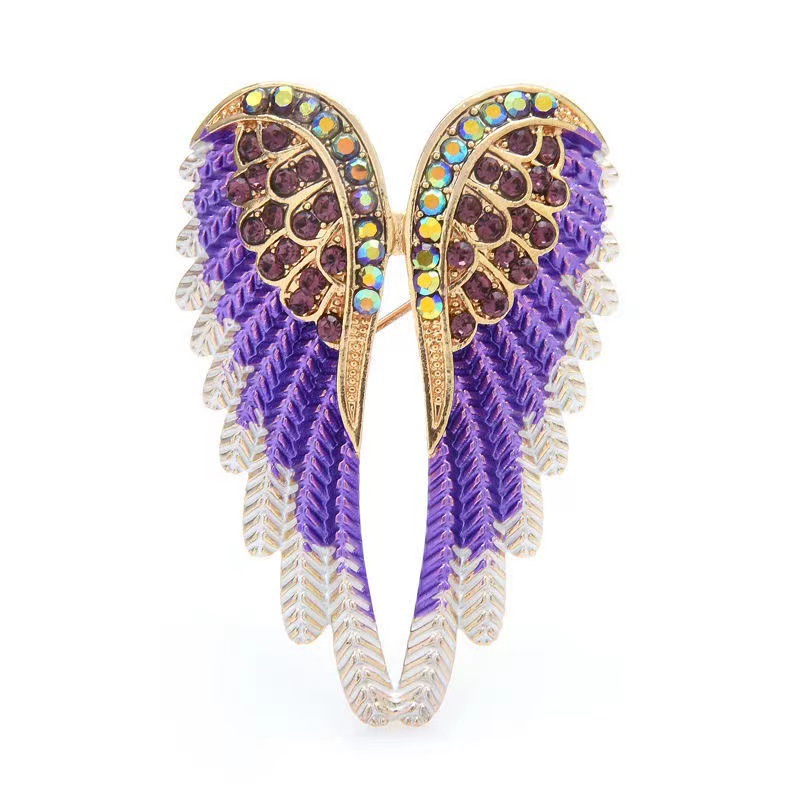 Personalized Simple Angel Wings Brooch for Women, Korean Fashion Versatile Enamel Pin, Alloy Rhinestone Brooch Accessory