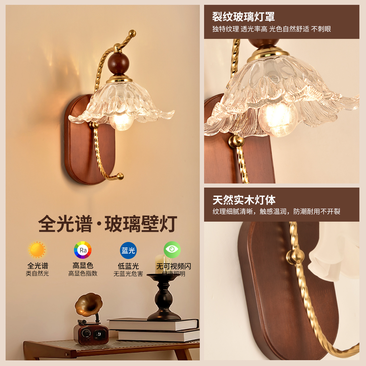 América retro ambiente de la sala de estar lujo ligero francés estilo medieval decoración de la cabecera de la cama de la cama LED lámpara de pared L271
