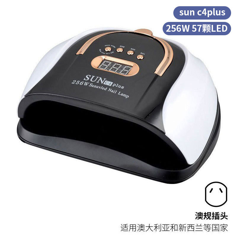Lámpara de uñas de alta potencia de 256W con mango para principiantes, lámpara de curado de gel para esmalte de uñas, lámpara de fototerapia de secado rápido con colores deslumbrantes para uso transfronterizo.