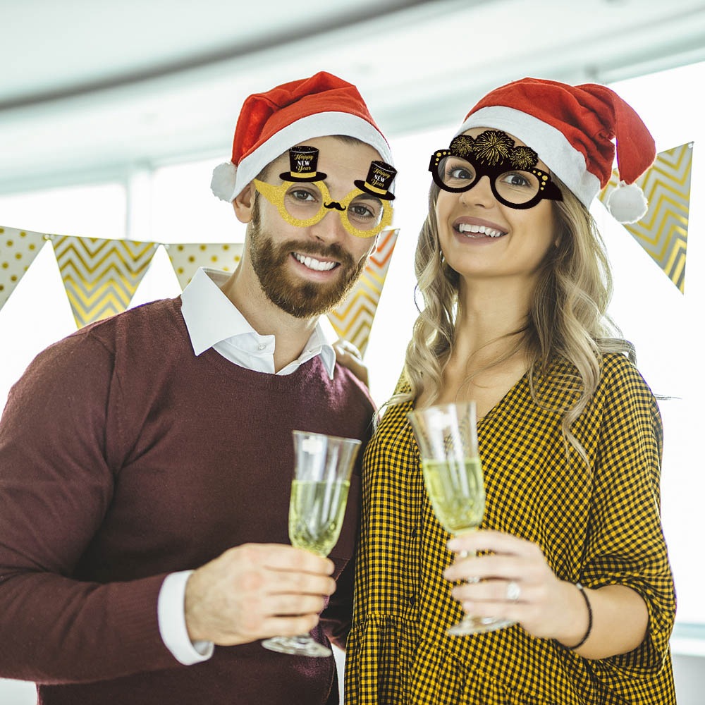 Gafas de decoración de fiesta de día de Año Nuevo europeo y americano decoración de Año Nuevo Feliz Año Nuevo gafas de papel