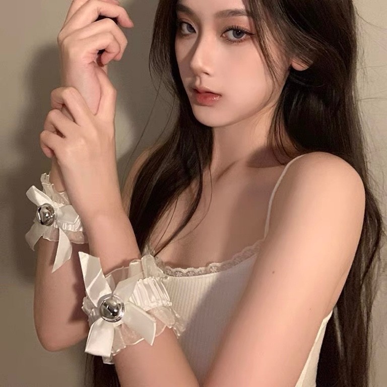 Lace Bow Handcuffs for Couples – Black Lingerie Accessory, Script Killing Game Prop — detail image 2