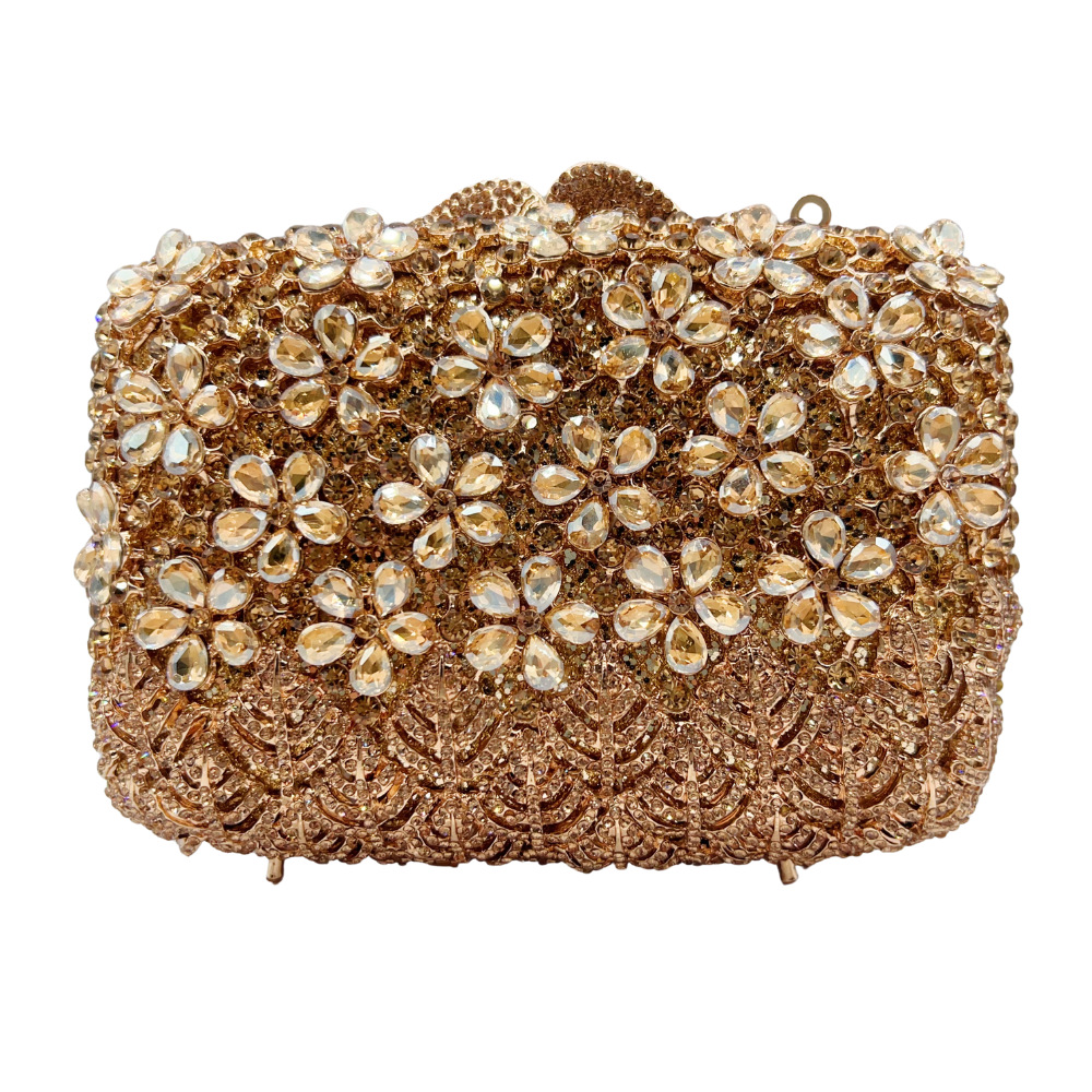 Bolsa de piedra nueva flor de clavo con diamantes bolsas de cena de fiesta de boda bolsas de diamantes