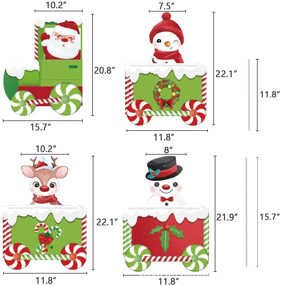 圣诞节小火车庭院装饰地插牌 户外防水瓦楞板圣诞节庭院插牌