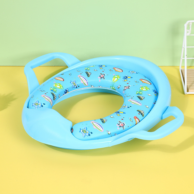 Nuevo bebé dibujos animados auxiliares inodoro anillo de asiento con pasamanos fábrica de inodoro al por mayor