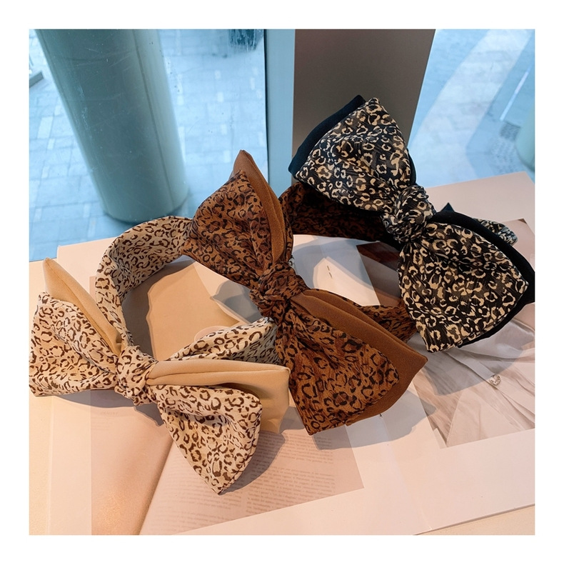 Korean Retro Leopard Print Bow Headband display picture 11