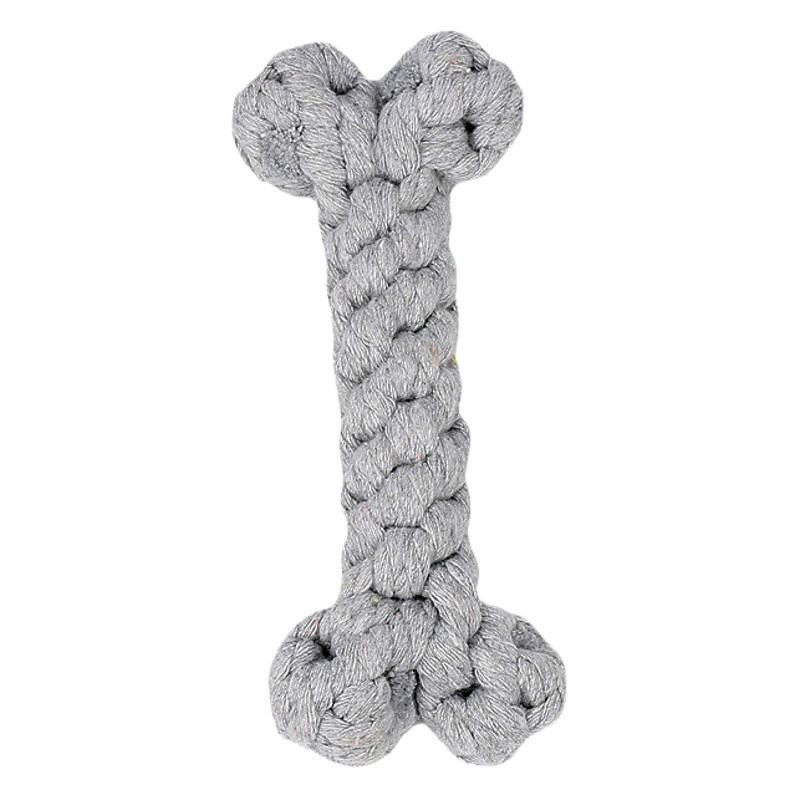 Juguete de cuerda de algodón para perros de Amazon, popular, trenzado en forma de hueso, resistente a las mordidas y a las mordidas de perros.