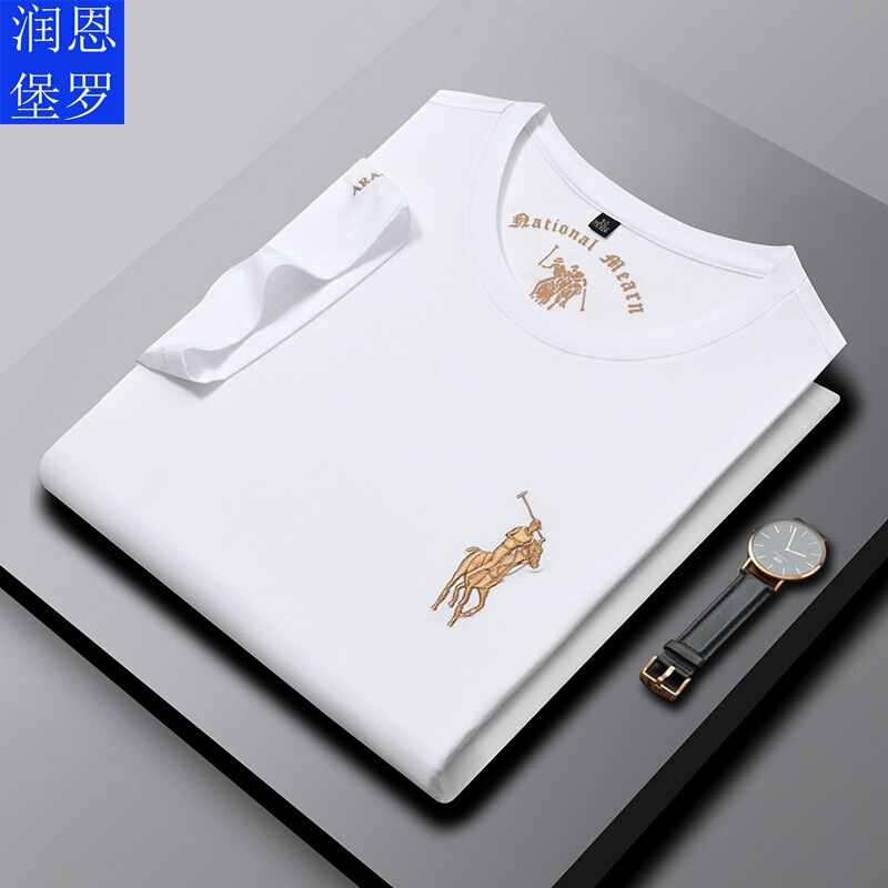 Runenbaoluo 2026 Summer New Style Young Men's Round Neck Short-Sleeved T-Shirt Jade Silk Embroidery Trendy Young Men's T-Shirt Runenbaoluo 2026 Summer New Style Young Men's Round Neck Short-Sleeved T-Shirt Jade Silk Embroidery Trendy Young Men's T-Shirt