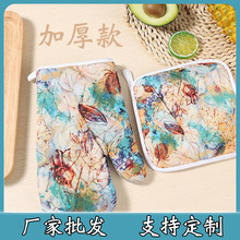 厂家批发烤箱手套加厚隔热防烫手套耐高温布料烘焙烤箱微波炉手套