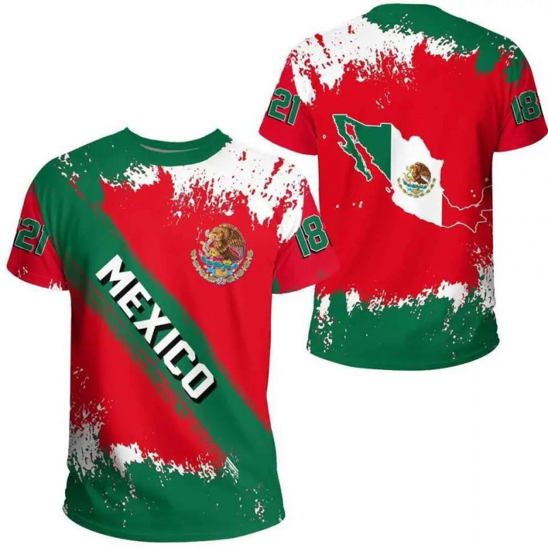 Comercio exterior transfronterizo AliExpress TK venta caliente impresión digital 3D camiseta de hombre manga corta casual serie mexicana blusa