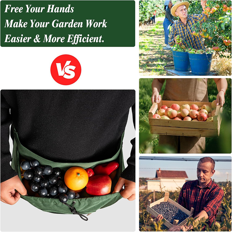 Delantal de tela Oxford transfronterizo, mono de huerto de granja, recolección de frutas y verduras, riñonera, delantal de liberación rápida