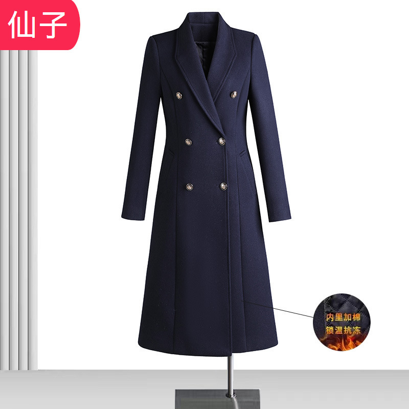 Winter cotton and thickening woolen coat professional woolen coat women's clothing jewelry shop work clothes sales department property work clothes