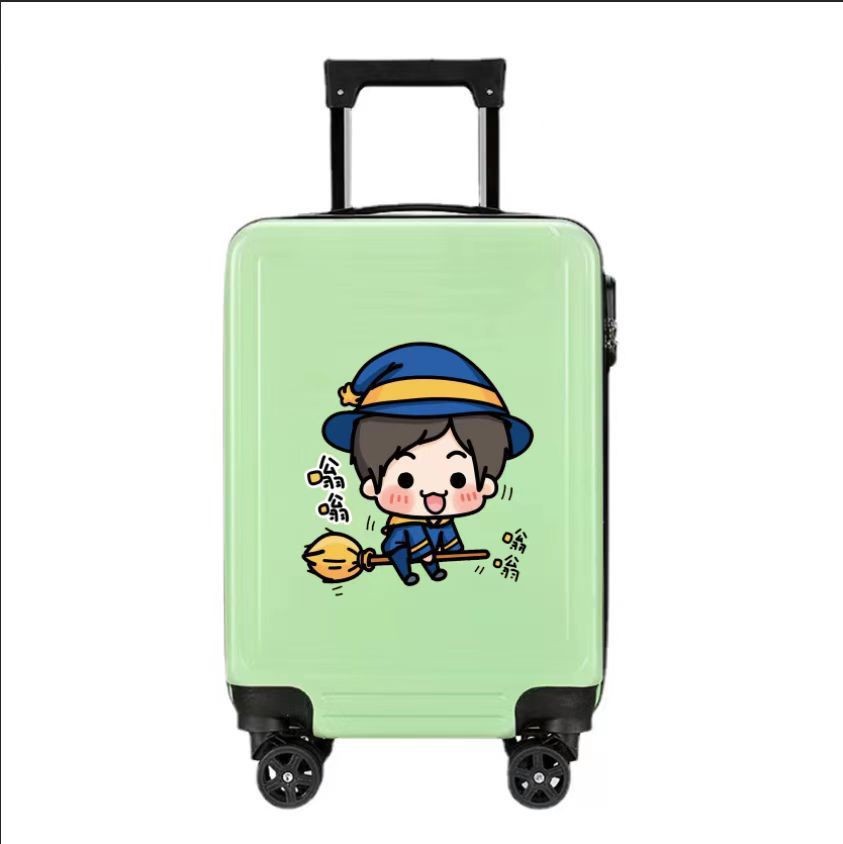 Nuevo equipaje imprimible logo trolley gran capacidad universal rueda maleta de dibujos animados en stock fábrica al por mayor