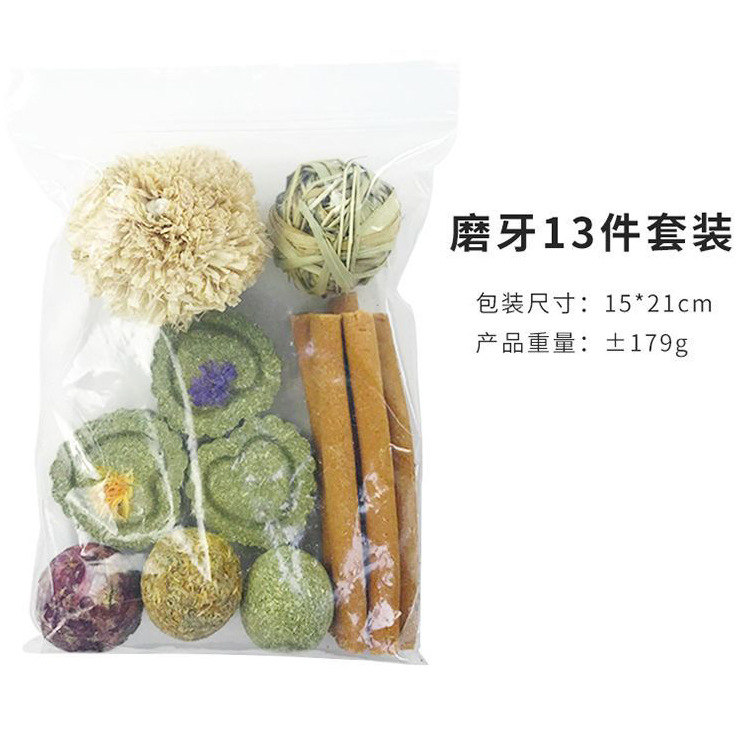 Pet molars snack set vegetariano 13 piezas conejo conejillo de indias molars dieta pet snack al por mayor