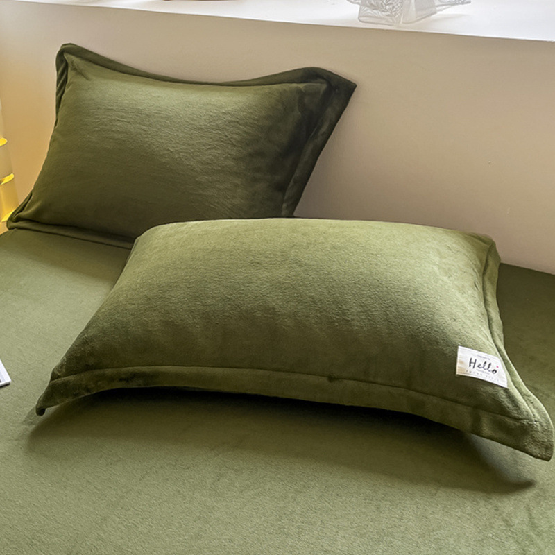 Funda de almohada de lana de leche gruesa de invierno par de 48cm x 74cm Funda de almohada de lana de coral Funda de núcleo de almohada individual 2
