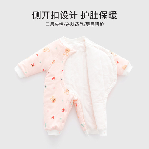 Newborn baby clothes, pure cotton, thickened quilted jumpsuit, baby autumn and winter clothing suit, thin cotton jacket and cotton coat new style